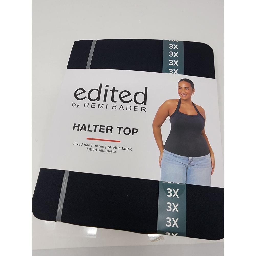 Edited by Remi Bader Womens Halter Top Black Nylon Blend Casual Size 3XL